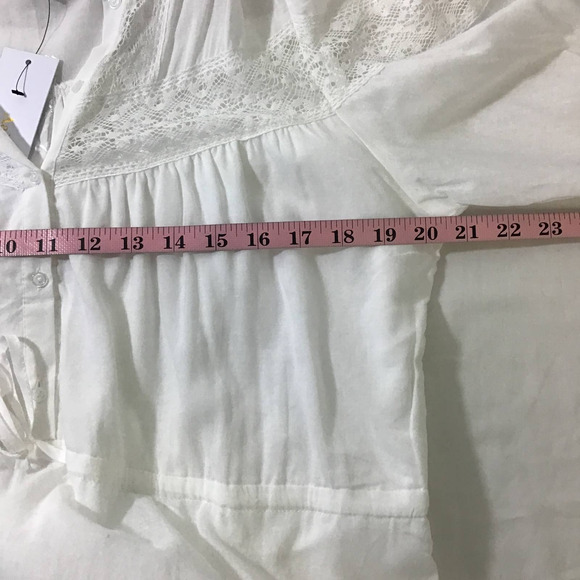 AaKaa SZ M White Lace Cotton Belted Long Sleeve Flutter Mini Dress NWT B21 - Picture 4 of 6